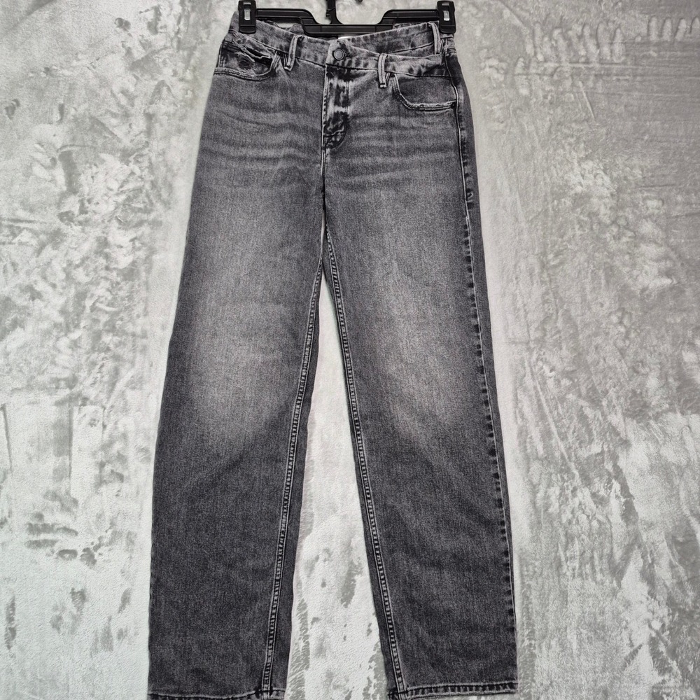 Good American Womens High Rise Straight Leg Jeans Washed Black Size 2 26